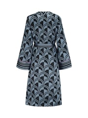 Pour Moi Black Satin Print Mix Midi Gown - Image 4 of 4