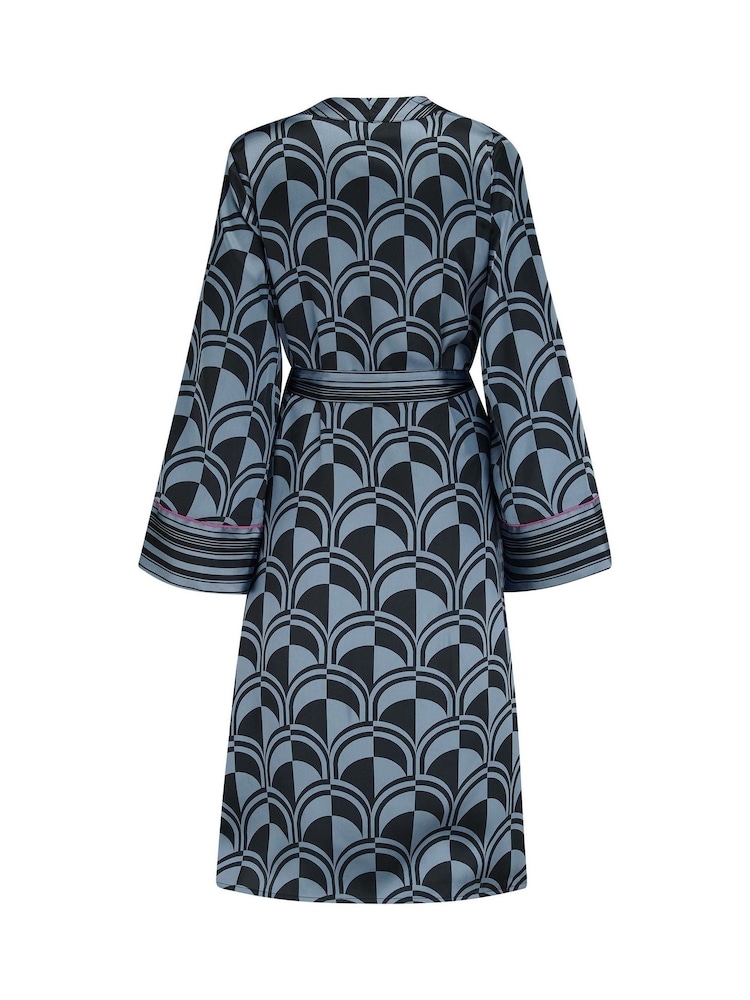Pour Moi Black Satin Print Mix Midi Gown - Image 4 of 4