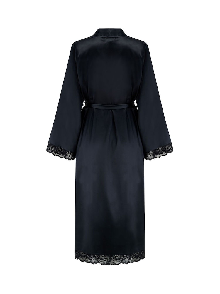 Pour Moi Black Dusk Satin Kimono Sleeve Midi Gown - Image 4 of 4