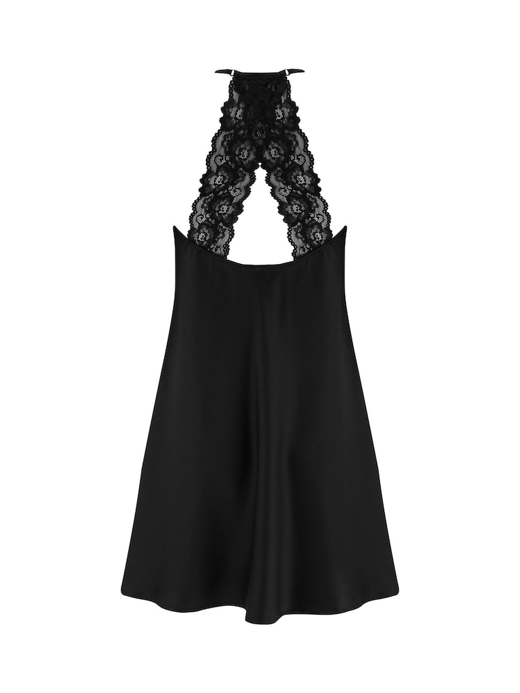 Pour Moi Black Dusk Satin Lace Chemise - Image 4 of 4