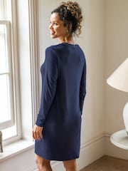 Pour Moi Blue Sofa Loves Lace Long Sleeve V-Neck Hidden Support Nightdress - Image 2 of 4