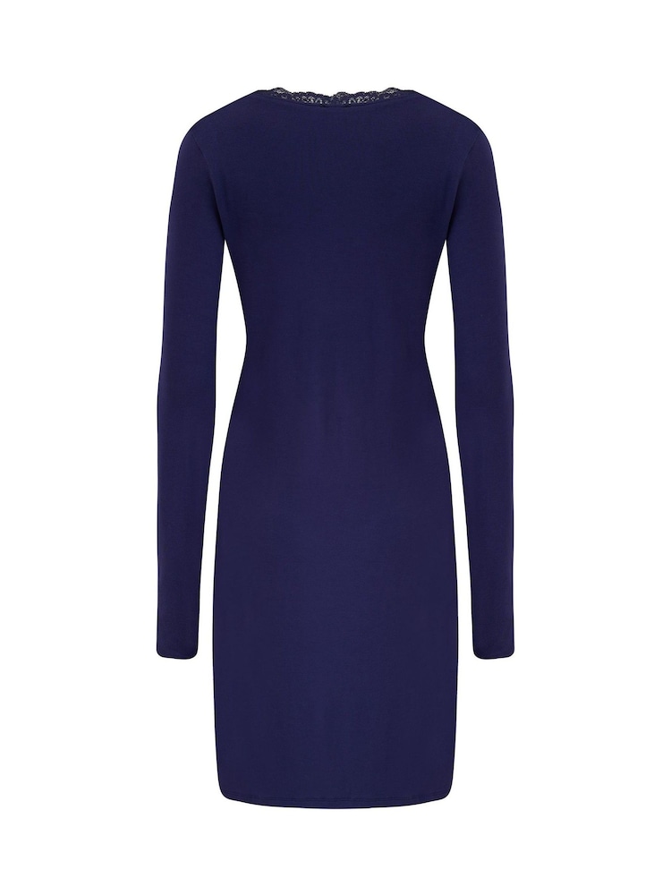 Pour Moi Blue Sofa Loves Lace Long Sleeve V-Neck Hidden Support Nightdress - Image 4 of 4