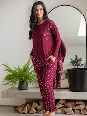 Pour Moi Red Soft Touch Jersey Star Jogger Pyjama Set - Image 1 of 4