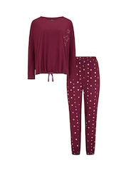 Pour Moi Red Soft Touch Jersey Star Jogger Pyjama Set - Image 4 of 4