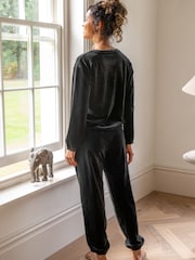 Pour Moi Black Ribbed Cosy Fleece Lounge Pyjama Set - Image 2 of 4
