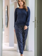 Pour Moi Blue Cosy Fleece Sweatshirt and Jogger Pyjama Set - Image 2 of 4