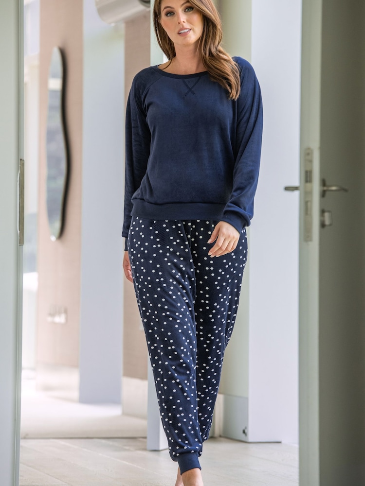 Pour Moi Blue Cosy Fleece Sweatshirt and Jogger Pyjama Set - Image 2 of 4