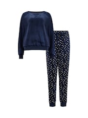 Pour Moi Blue Cosy Fleece Sweatshirt and Jogger Pyjama Set - Image 4 of 4