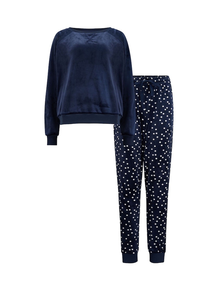 Pour Moi Blue Cosy Fleece Sweatshirt and Jogger Pyjama Set - Image 4 of 4