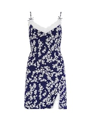 Pour Moi Blue Sofa Loves Lace Hidden Support Soft Jersey Split Chemise - Image 3 of 4