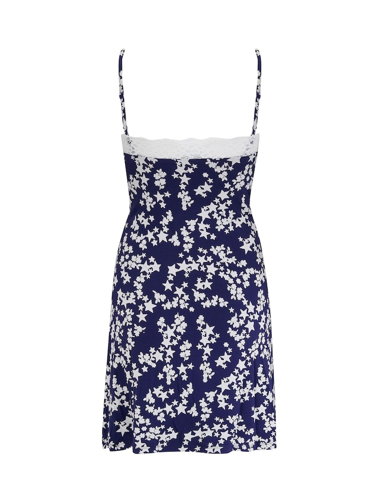 Pour Moi Blue Sofa Loves Lace Hidden Support Soft Jersey Split Chemise - Image 4 of 4