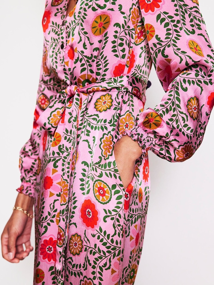 Boden Pink Jasmine Satin Midi Dress - Image 2 of 5 Boden Pink Jasmine Satin Midi Dress - Image 2 of 5