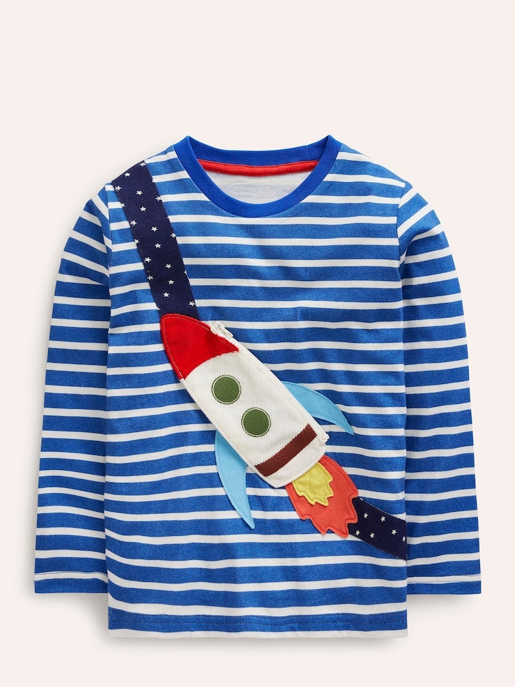 Boden Blue Rocket Novelty Bag 100% Cotton T-Shirt - Image 1 of 3 Boden Blue Rocket Novelty Bag 100% Cotton T-Shirt - Image 1 of 3