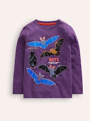Boden Purple Bats Glow-In-The-Dark 100% Cotton T-Shirt - Image 1 of 3
