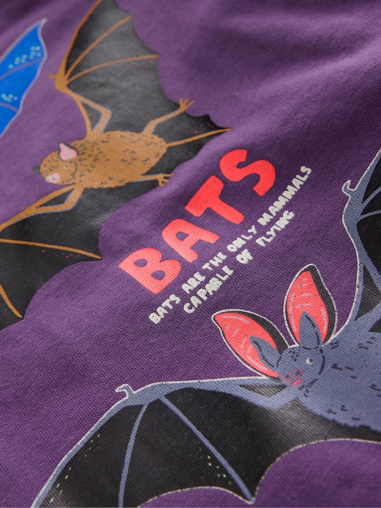 Boden Purple Bats Glow-In-The-Dark 100% Cotton T-Shirt - Image 3 of 3