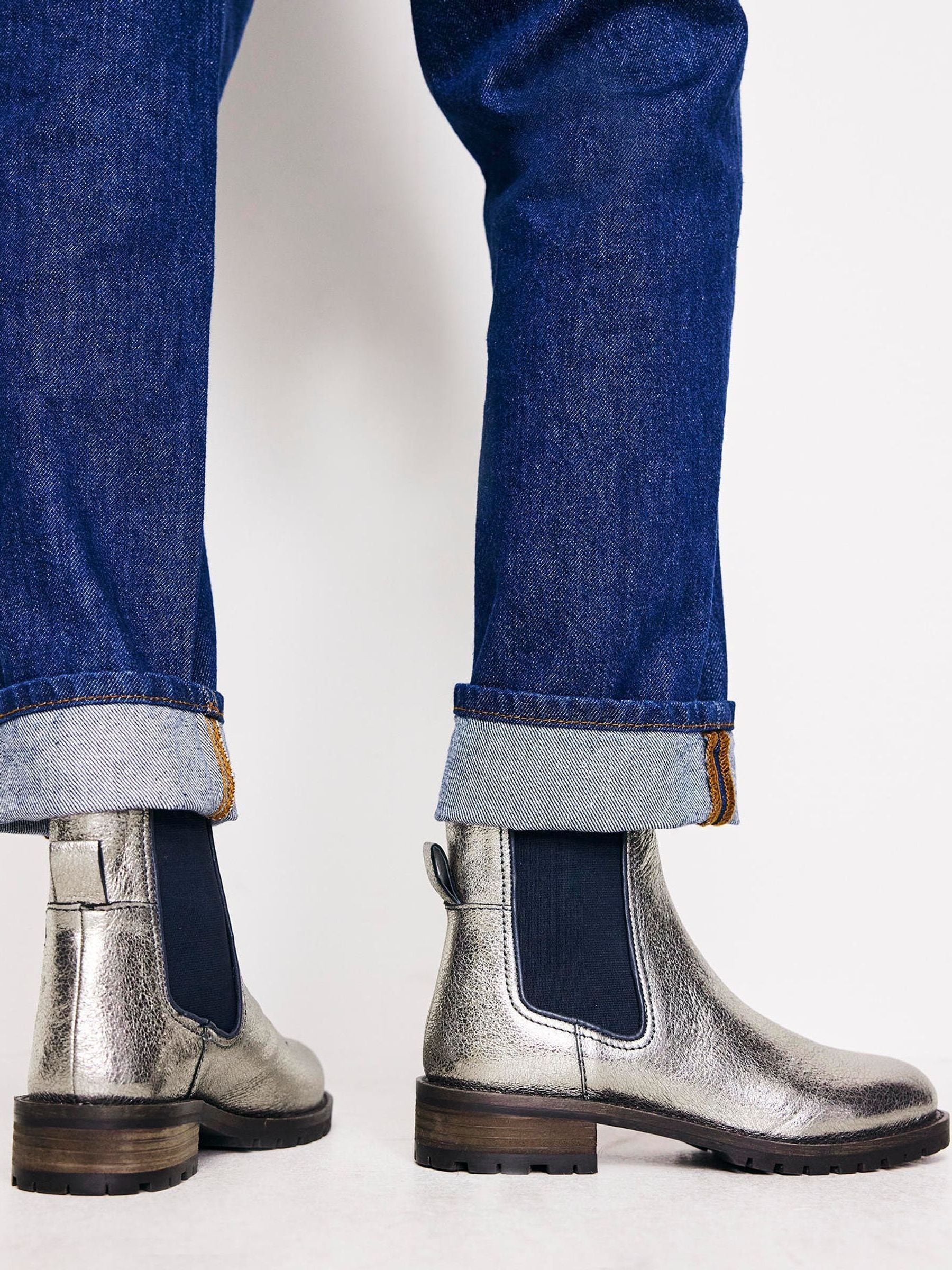 Boden Silver Freya Chelsea Boots