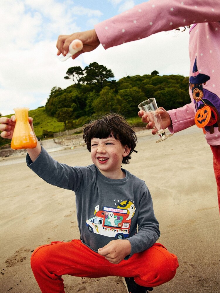 Boden Grey Halloween Appliqué 100% Cotton T-Shirt - Image 1 of 4