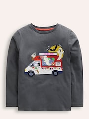 Boden Grey Halloween Appliqué 100% Cotton T-Shirt - Image 2 of 4
