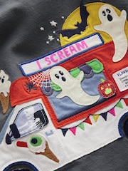 Boden Grey Halloween Appliqué 100% Cotton T-Shirt - Image 4 of 4