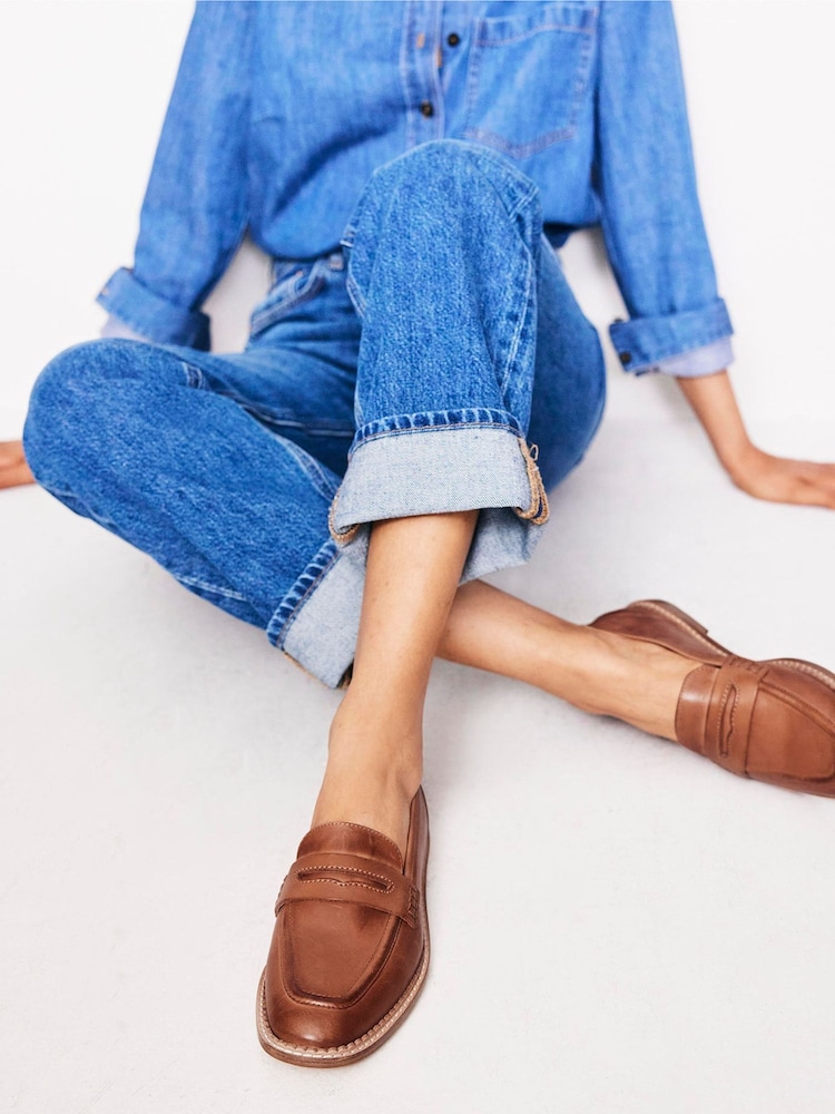 Boden Brown Structured Penny Loafers - Image 4 of 4
