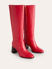 Boden Red Heeled Leather Knee High Boots - Image 2 of 3