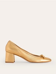 Boden Gold Block Heel Pumps - Image 2 of 4
