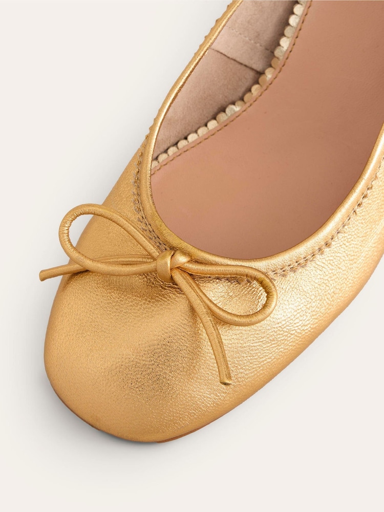 Boden Gold Block Heel Pumps - Image 4 of 4
