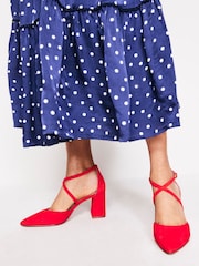 Boden Red Strap Block Heel Point Courts - Image 4 of 4