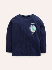 Boden Blue Educational Front and Back 100% Cotton T-Shirt - Image 1 of 3