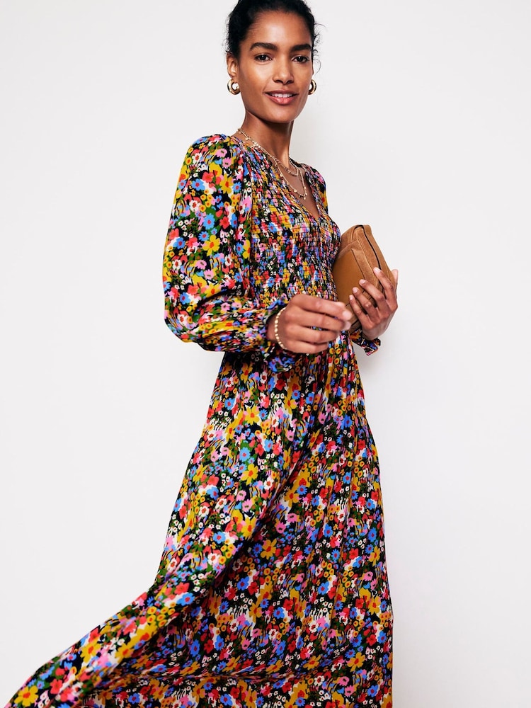 Boden Green Gemma Smocked Midi Dress - Image 1 of 5
