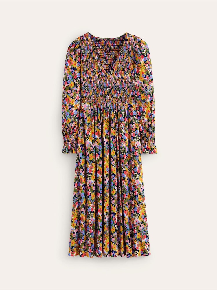 Boden Green Gemma Smocked Midi Dress - Image 5 of 5