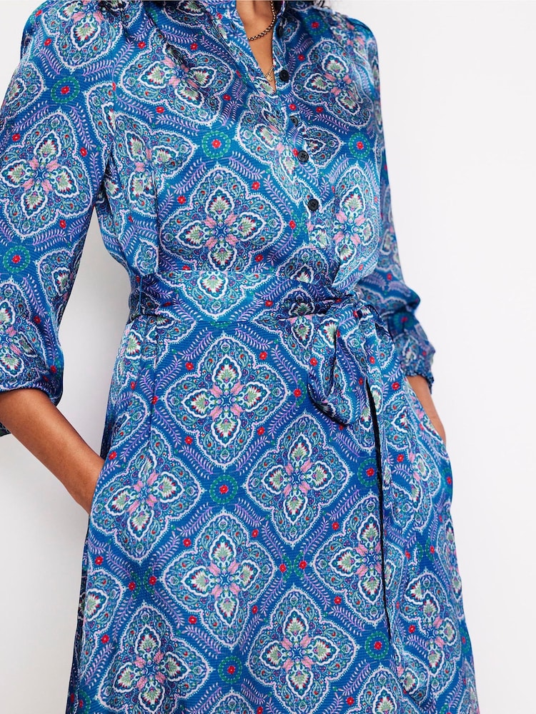 Boden Blue Jasmine Satin Midi Dress - Image 2 of 5