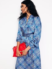 Boden Blue Jasmine Satin Midi Dress - Image 4 of 5