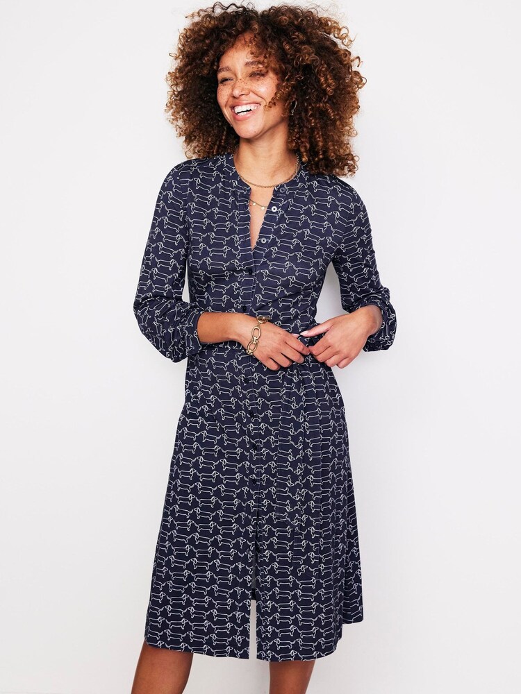 Boden Blue Julia Jersey Shirt Dress - Image 4 of 5