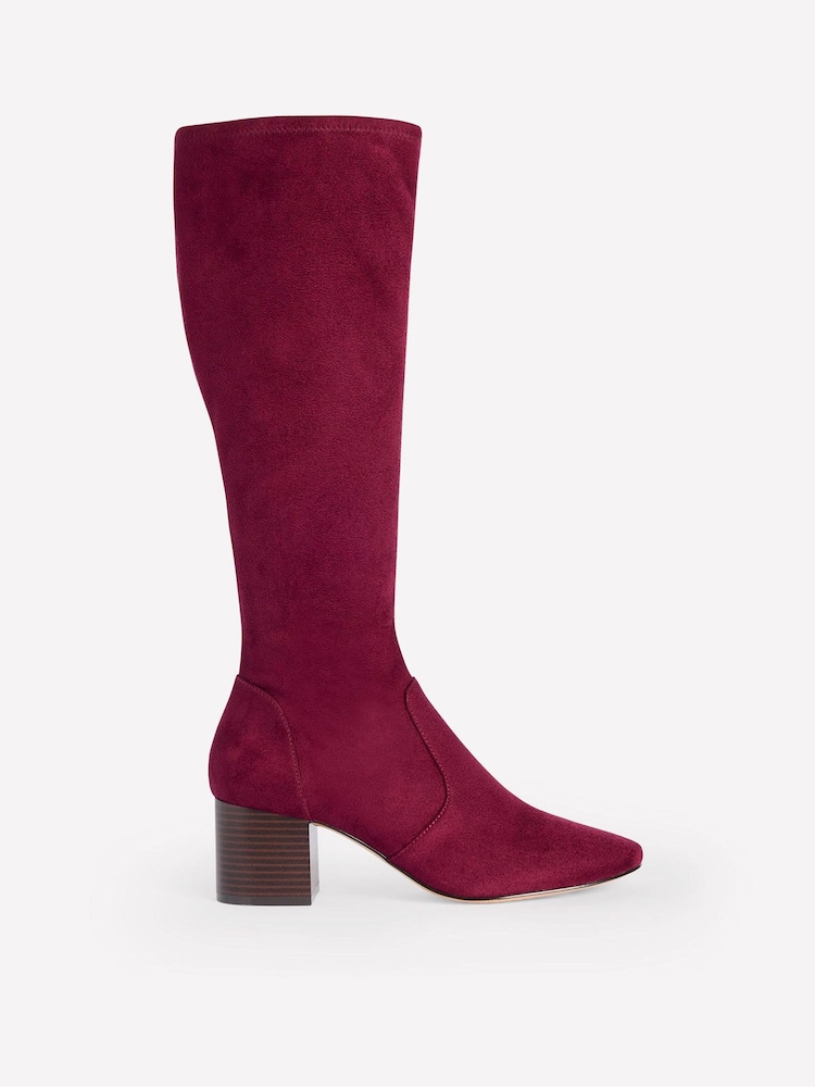 Boden Purple Heeled Stretch Knee Boots - Image 2 of 4