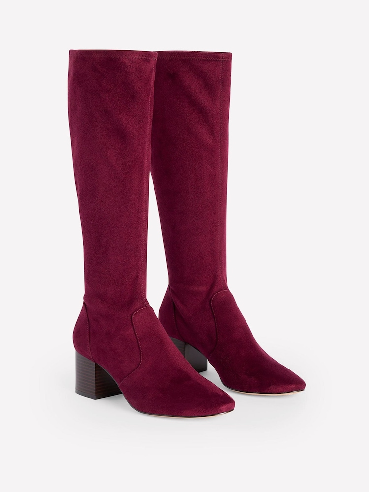 Boden Purple Heeled Stretch Knee Boots - Image 4 of 4