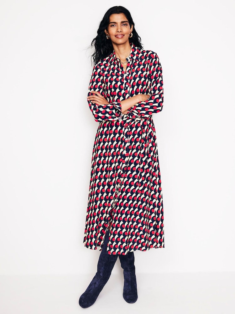 Boden Burgundy Kate Midi Shirt Dress - Image 2 of 5 Boden Burgundy Kate Midi Shirt Dress - Image 2 of 5
