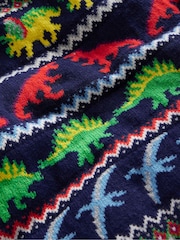 Boden Blue Dinosaur Novelty Fair Isle Pattern Jumper - Image 3 of 3