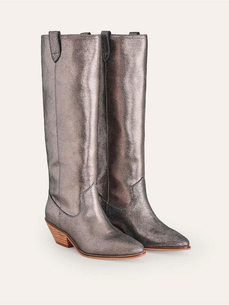 Boden Silver Western Knee High Boots - Image 2 of 4