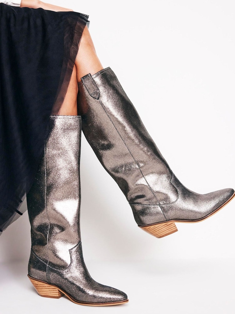 Boden Silver Western Knee High Boots - Image 4 of 4