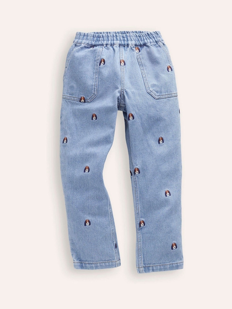 Boden Blue Pull-On Embroidered 100% Cotton Jeans - Image 1 of 3