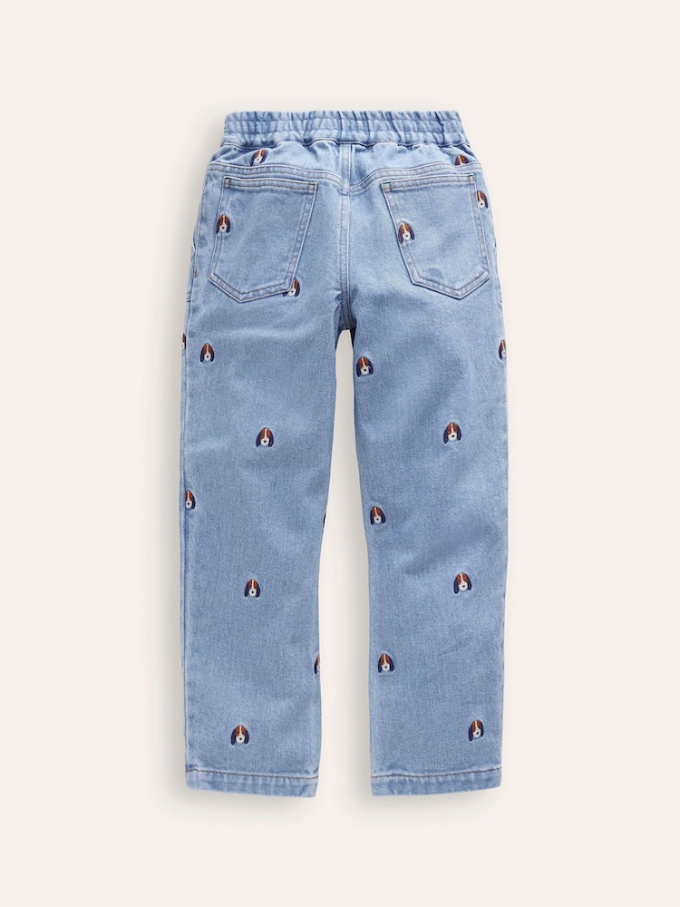 Boden Blue Pull-On Embroidered 100% Cotton Jeans - Image 2 of 3