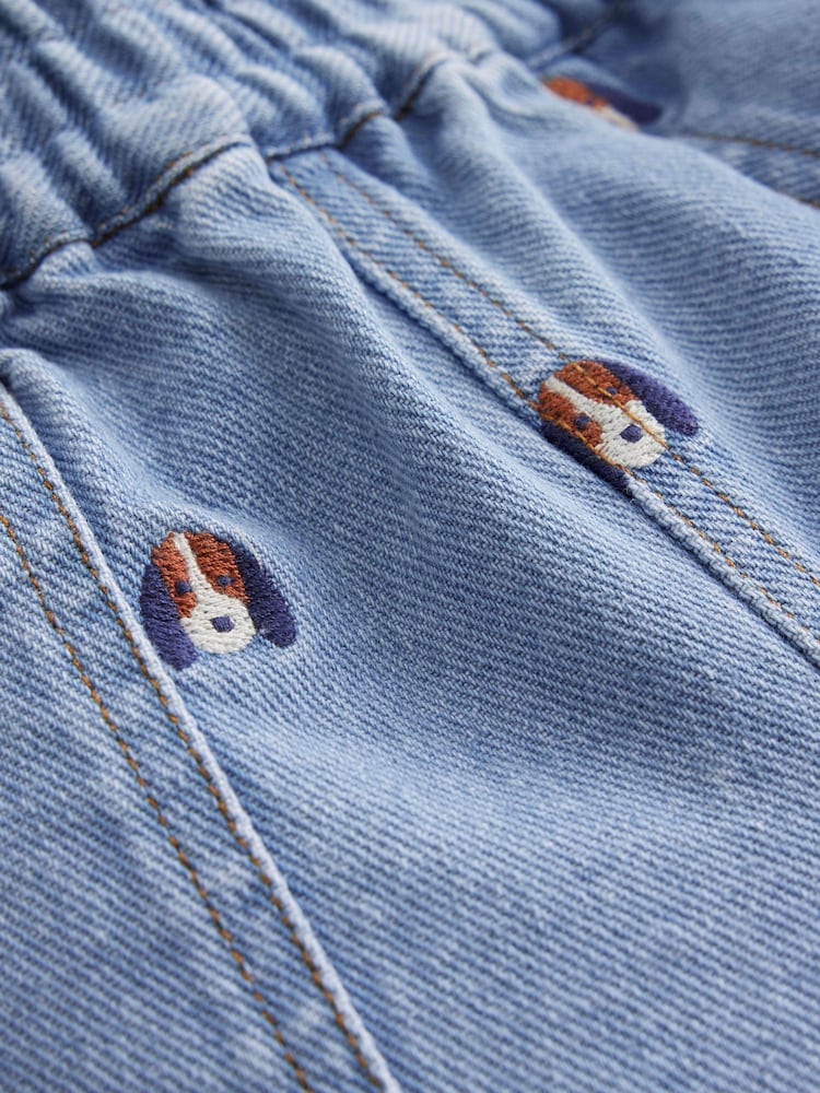 Boden Blue Pull-On Embroidered 100% Cotton Jeans - Image 3 of 3