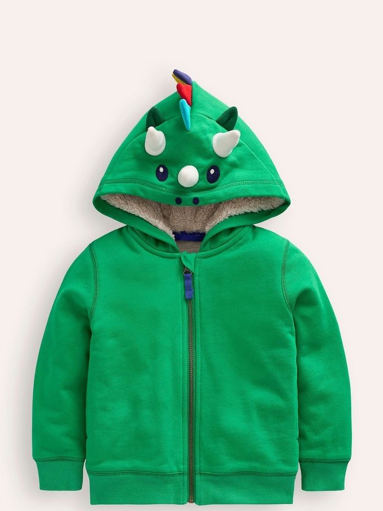Boden Green Shaggy Lined Novelty 100% Cotton Hoodie - Image 1 of 3 Boden Green Shaggy Lined Novelty 100% Cotton Hoodie - Image 1 of 3