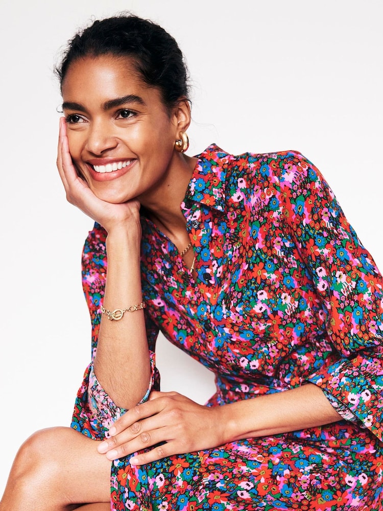 Boden Red Kate Midi Shirt Dress - Image 2 of 5