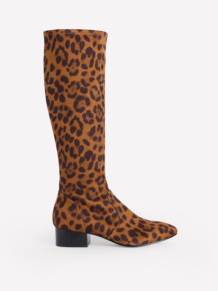 Boden Animal Print Flat Stretch Knee Boots - Image 2 of 4