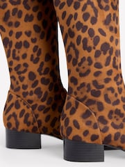 Boden Animal Print Flat Stretch Knee Boots - Image 3 of 4