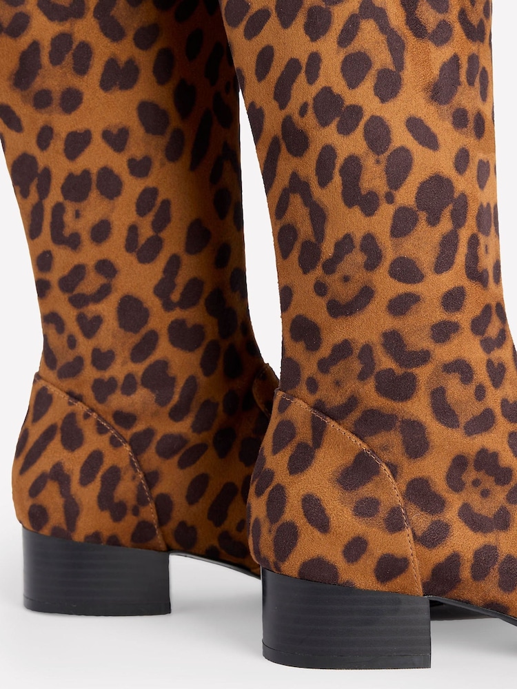 Boden Animal Print Flat Stretch Knee Boots - Image 3 of 4
