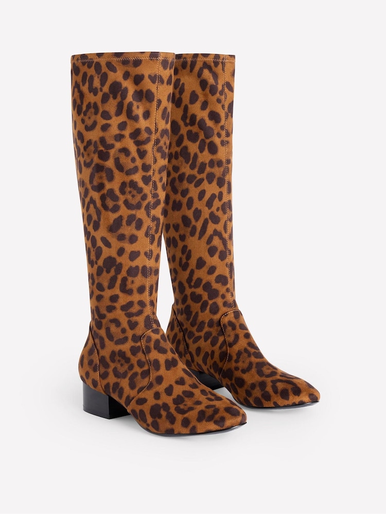 Boden Animal Print Flat Stretch Knee Boots - Image 4 of 4