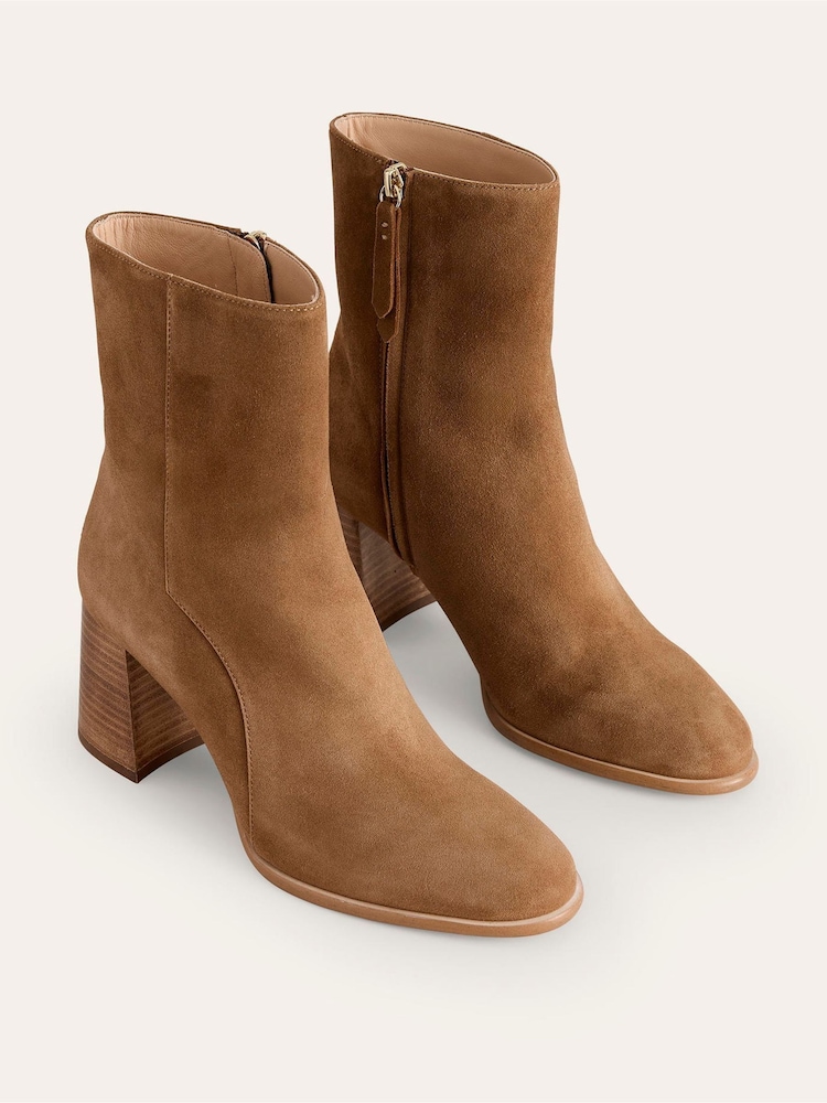 Boden Brown Heeled Leather Mid Boots - Image 2 of 4